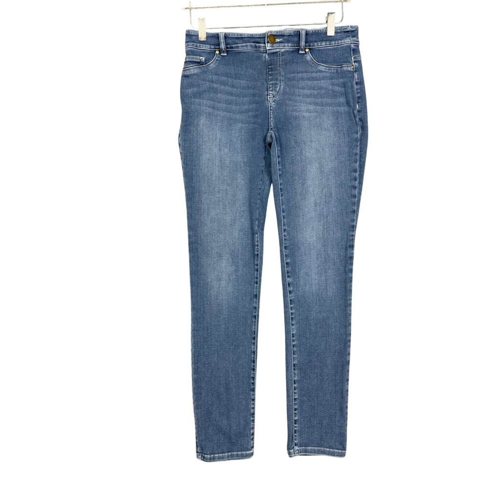 Chicos Jeans 0 Womens 8 Blue Platinum Cotton Stretch Denim Slim Fit Pull‎ On